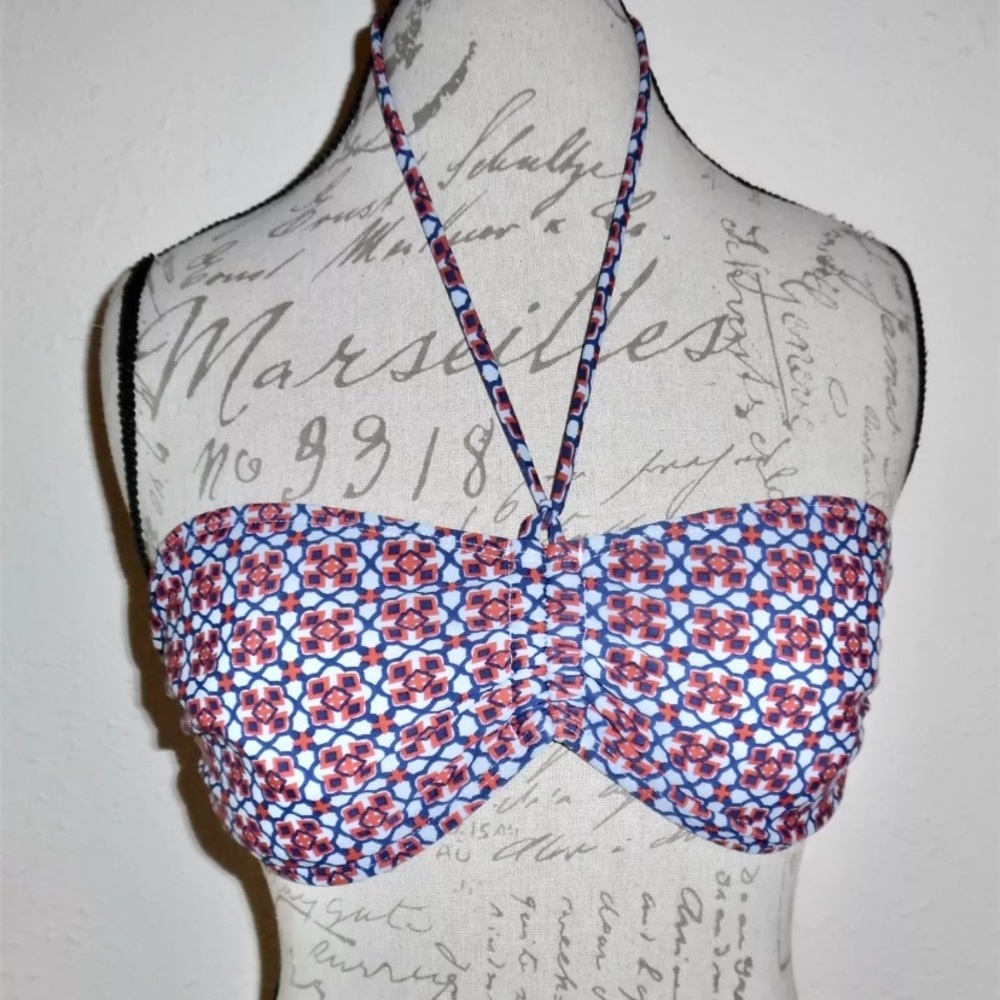 OLD NAVY | Red & Blue Patterned Halter Bikini Top